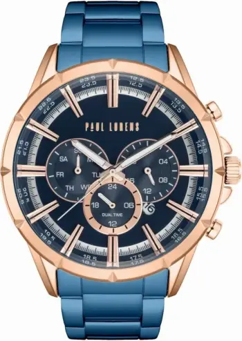 Orë dore për meshkuj Paul Lorens PL13605B-6F3, kuarc, çelik, blu