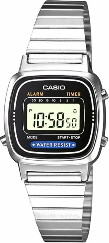 Ora dore Casio LA670WA-1DF, digjitale, për femra, argjendtë