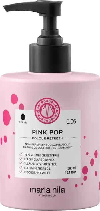 Maskë për flokë ngjyrues Maria Nila Colour Refresh 0.06 Pink Pop për femra, 300ml rozë