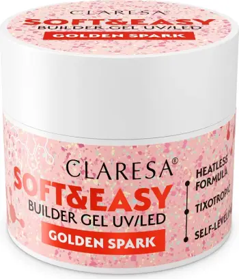 Xhel ndërtues për thonj Claresa Soft&Easy Builder Gel për femra Golden Spark 45g