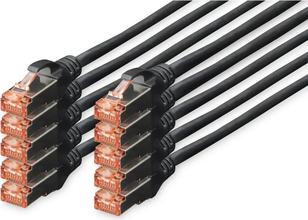 Kabllo rrjeti Cat6 Digitus 0.25m S/FTP, 10 copë, RJ-45, e zezë - 1