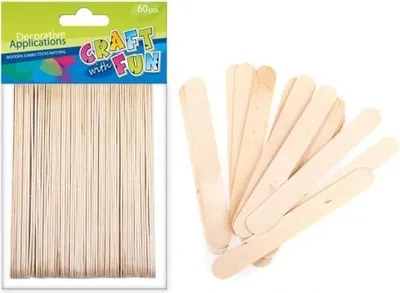 Shkopinj dekorativë druri Craft with Fun W004, set 60 copë, ngjyrë natyrale - 1
