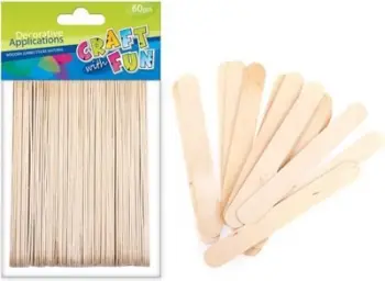 Shkopinj dekorativë druri Craft with Fun W004, set 60 copë, ngjyrë natyrale