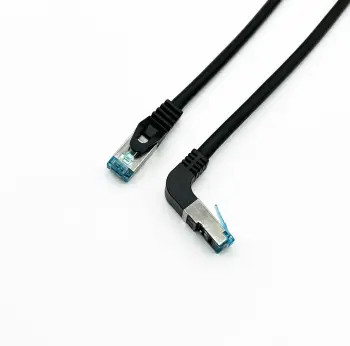 Kabllo rrjetit Cat6A Equip 2m, RJ-45 këndor në drejt, e zezë