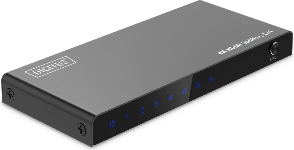 Splitter HDMI Digitus 4K, 1x4, HDMI, 4x HDMI, Micro USB, 3840 x 2160 pixels, i zi, metal - 1