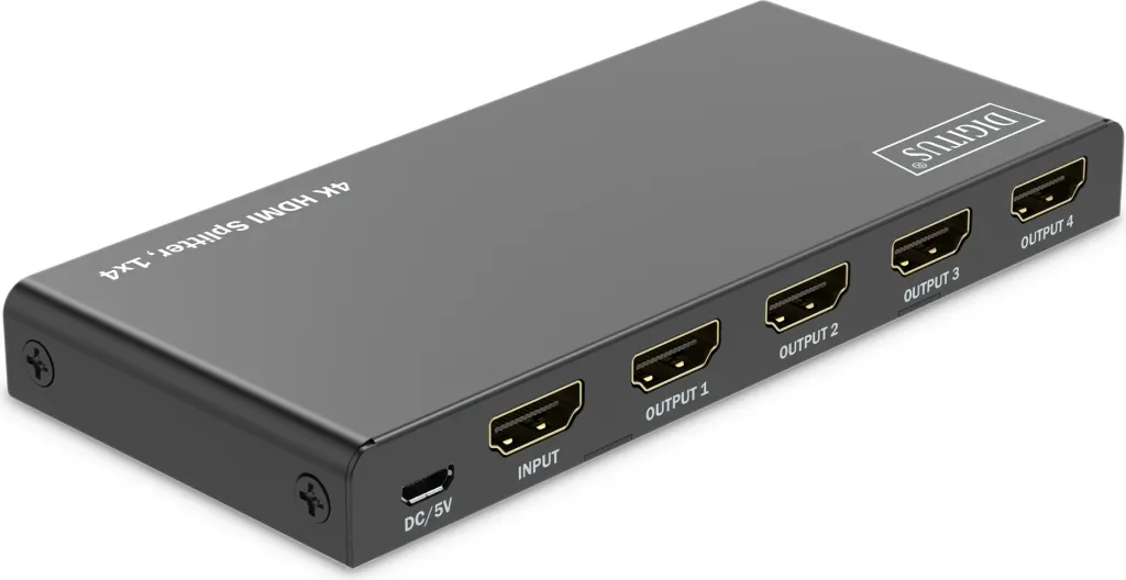 Splitter HDMI Digitus 4K, 1x4, HDMI, 4x HDMI, Micro USB, 3840 x 2160 pixels, i zi, metal - 4