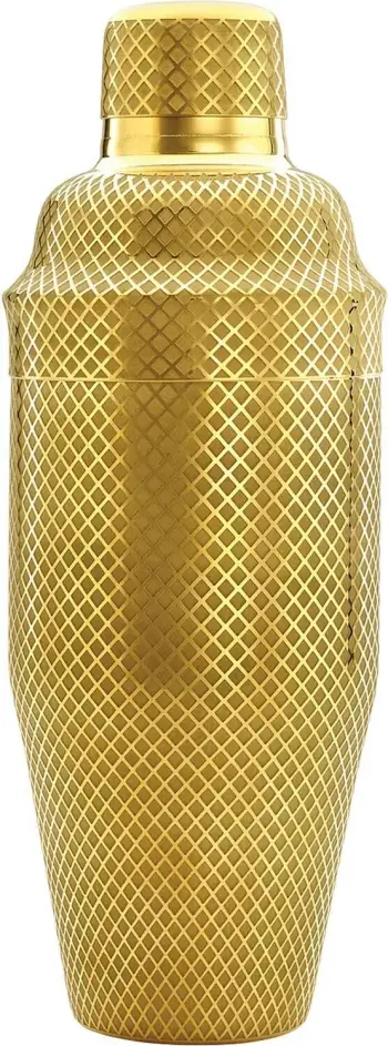 Shaker koktej 3-pjesësh, BarFly, Diamond Lettice stil japonez, 700 ml, çelik inox 18/8, ari