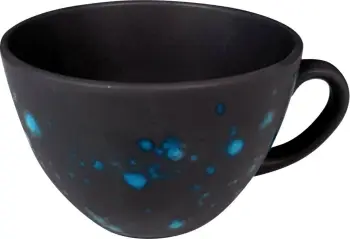 Filxhan cappuccino Fine Dine Flora 285ml, i zi me pika blu, set 6 copë