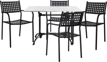 Set kopshti tavolinë & karrige FH11717, 5 pjesë, mermer/të zeza