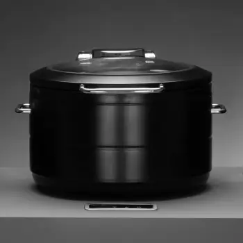 Enë ngrohëse buffet induksion rrethore, Fine Dine, De Luxe, 9L, kapak xhami, e zezë