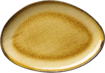 Pjatë prezantimi Fine Dine Topaz formë organike 270x190mm, e verdhë, set 3 copë