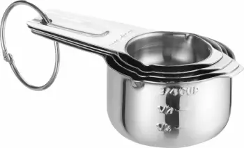 Set gota matëse, Bar Up, çelik inox, 1/8–3/4 cup (30–180 ml), grykë dyanshe, argjendtë, set 4 copë