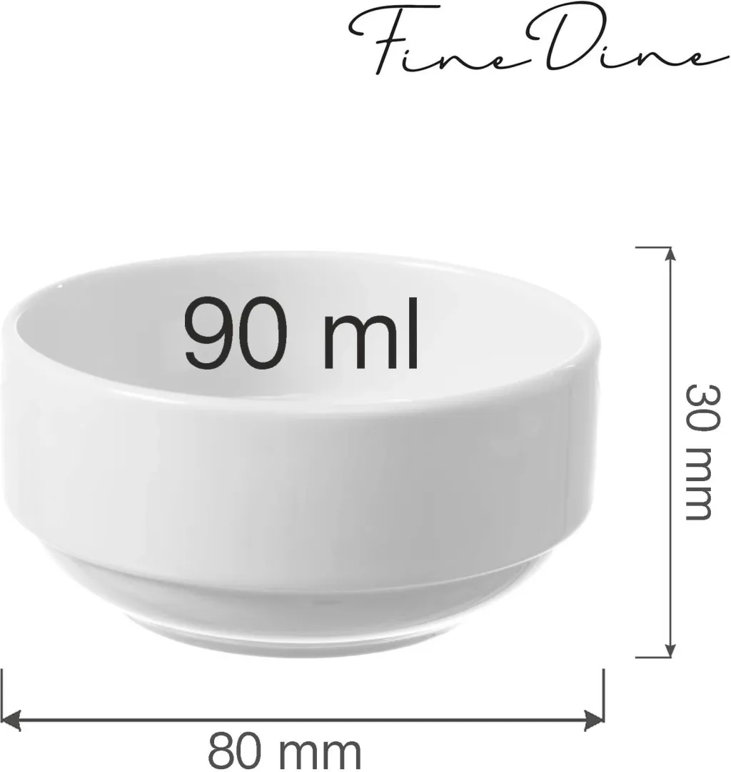 Tas stackable Fine Dine Bianco 80mm 90ml, set 6 copë, i bardhë - 2