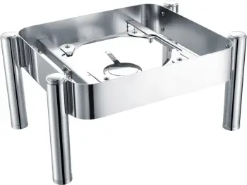 Kornizë/ngrohës për chafing dish, Fine Dine De Luxe Madeira GN 2/3, çelik inox AISI 304 2.7 mm, përshtatje induksion, kapak xhami, argjendtë