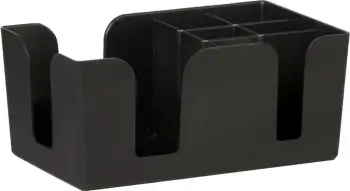 organizer bar, Bar Up, me ndarje për peceta dhe tuba pije, plastikë, i zi
