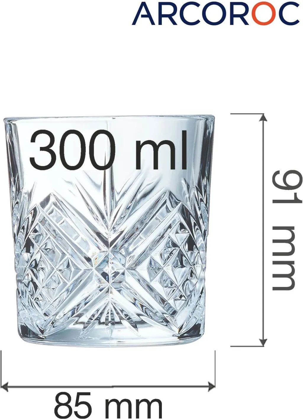 Gotë lowball Arcoroc Broadway 300 ml transparent, set 6 copë - 8