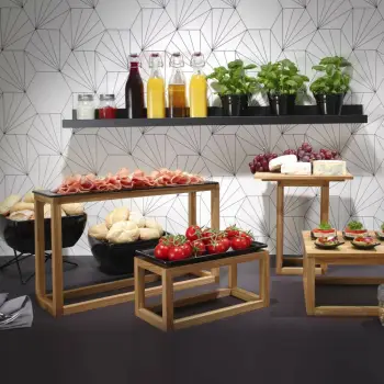 Stendë ekspozimi bufeti Fine Dine Madeira Black Teakstand 980/830 mm, kafe