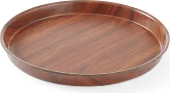 Tabaka, Amerbox Montana, rrethore Ø360 mm, anë të lartë, sipërfaqe kundër rrëshqitjes, kafe dru arrë
