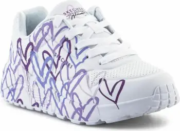 Atlete për fëmijë Skechers, të bardha dhe vjollcë