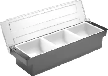 Kuti ingredientësh, Bar Up, 3 ndarje me kapak, 480x150x100 mm, e zezë