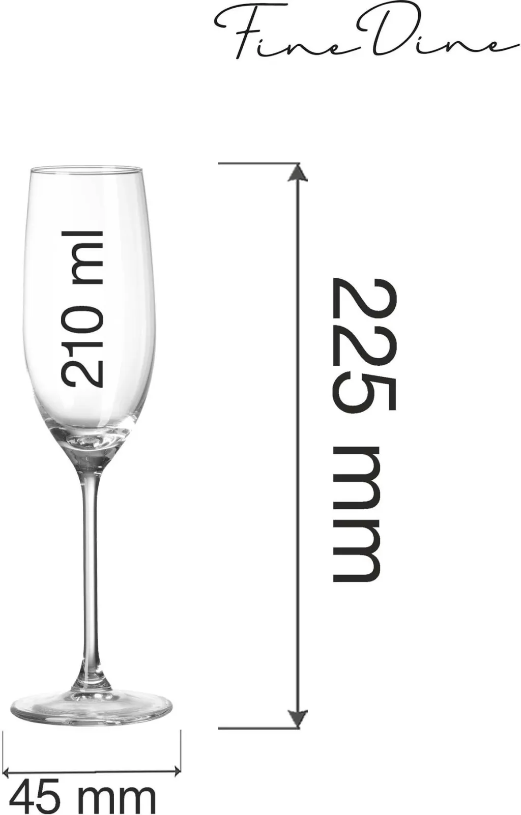 Gotë flute Fine Dine Cantare 210 ml, set 6 copë, transparente - 3