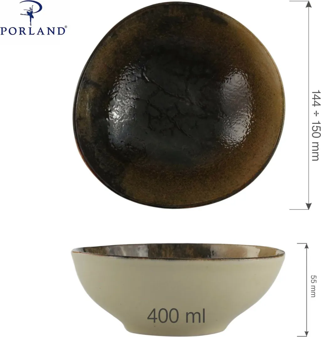 Tas Porland Genesis 400 ml Ø140 mm, kafe, set 6 copë - 5