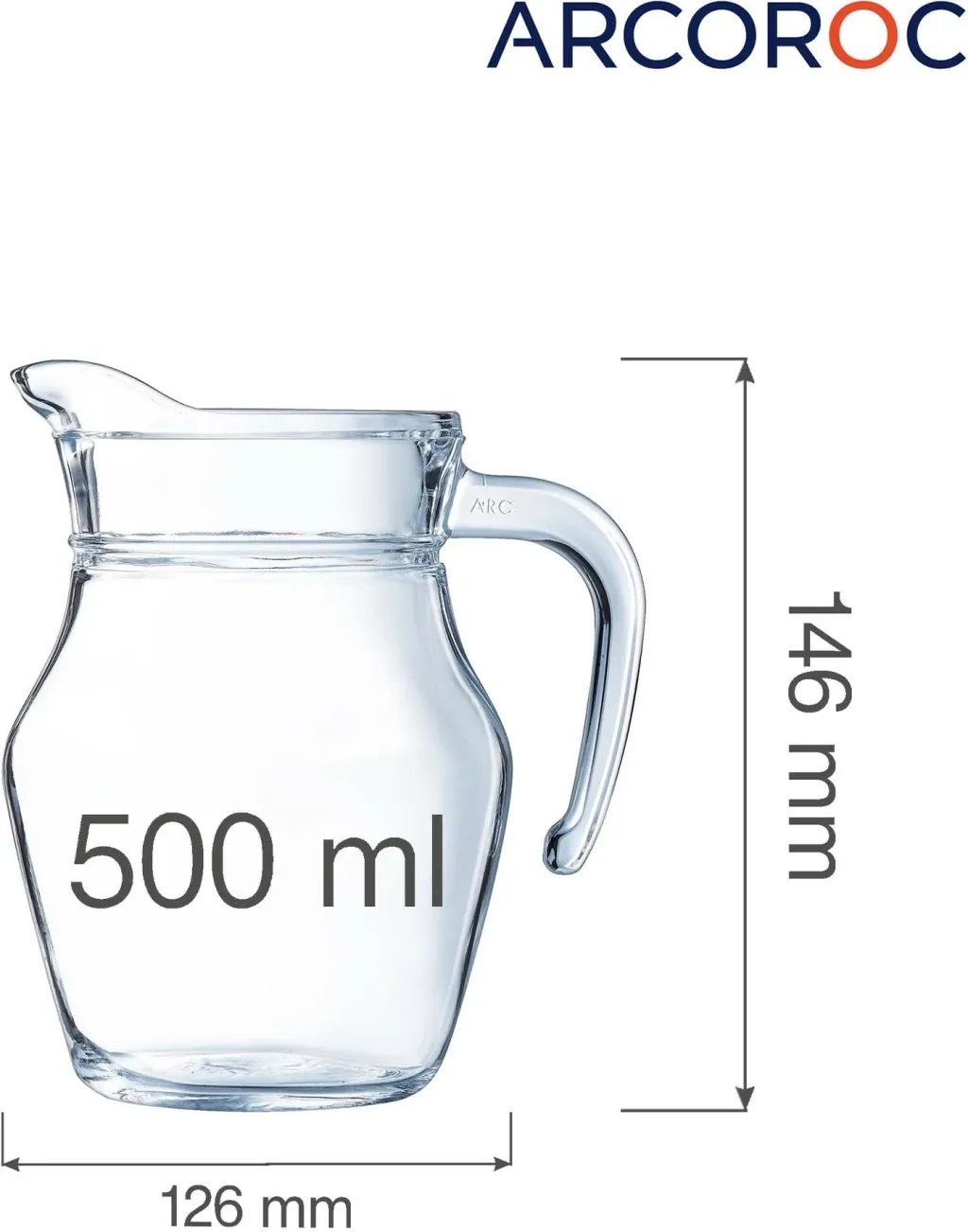 Bokall qelqi Arcoroc ARC 500 ml, transparent, set 6 copë - 8