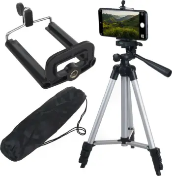 Stativ universal Maclean MC-164 për telefon, kamera, dritë unazore, 102 cm, i zi/argjendtë