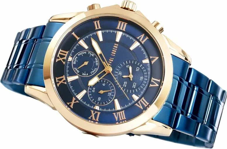 Orë dore për meshkuj Paul Lorens, bakri/navy blue - 4