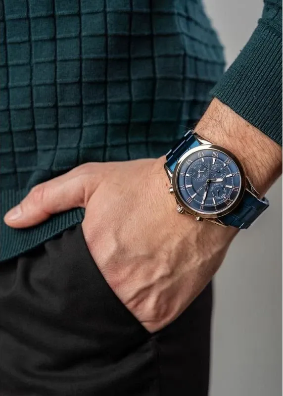 Orë dore për meshkuj Paul Lorens, bakri/navy blue - 7