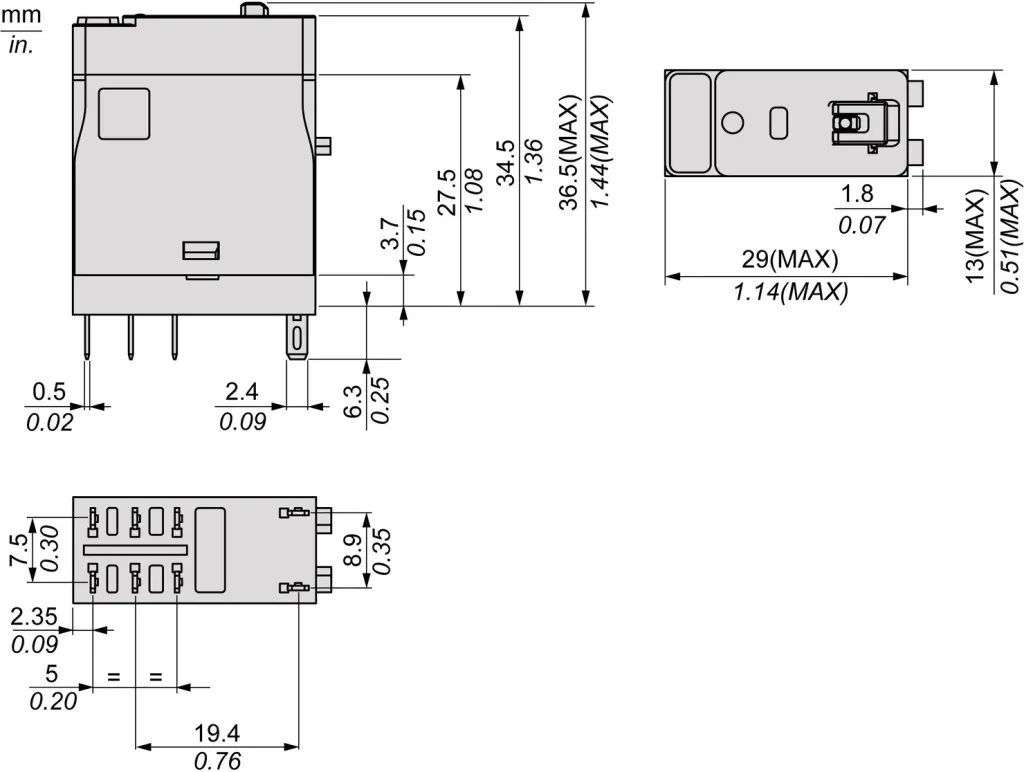 Rele Schneider Electric RXG22E7 48V AC 2CO 5A - 2