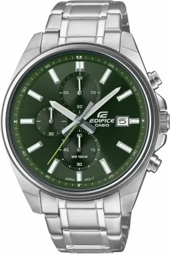 Orë dore për meshkuj Casio, argjendi me të gjelbër