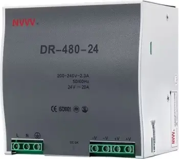 Trafo 24V DC DR-480W 20A për montim në shina