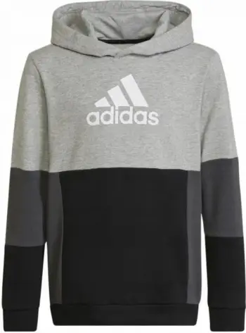 Duks për fëmijë adidas, me kapuç, ngjyrë e zezë dhe gri
