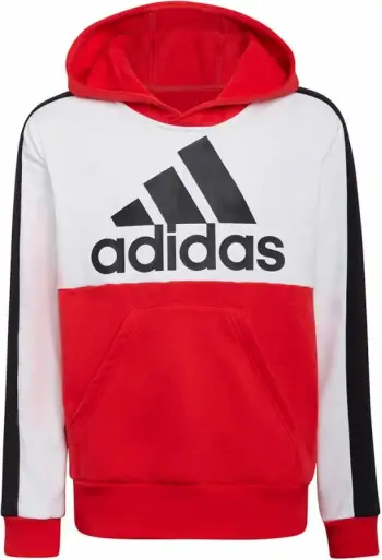 Duks me kapuç për fëmijë adidas, i bardhë dhe i kuq