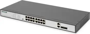 Switch Digitus 16-Port 10/100 PoE 250W, unmanaged, rack 1U, i zi