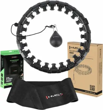 Set hula hop HMS HHW12 me peshë dhe rrip BR163, të zi, plus size