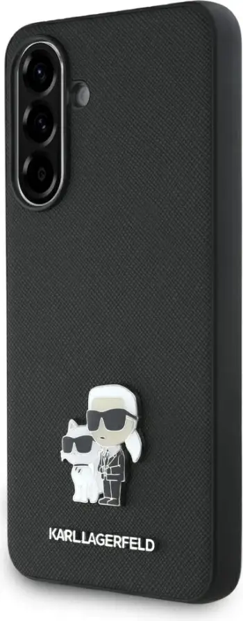 Mbështjellës Karl Lagerfeld Saffiano me emblemë metalike K&C për Samsung Galaxy A36, Zi