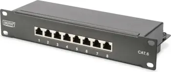 Patch panel Digitus 8-portë Cat6, 1U, i zi