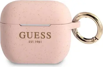 Mbështjellës Guess për AirPods 3, silikon, rozë me shkëlqim