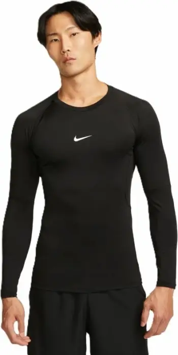 Bluzë trajnimi Nike Pro Muscle Fit, mëngë të gjata, e zezë