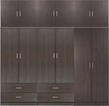 Dollap REINA FH21063.01 6-dyer-4 sirtarë-kabinet i sipërm-melaminë ngjyrë Zebrano 240x43x241Hcm