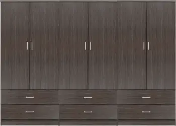 Dollap REINA 6-fletësh me 6 sirtarë FB921060.01 melaminë ngjyrë Zebrano 240x42x181Hcm