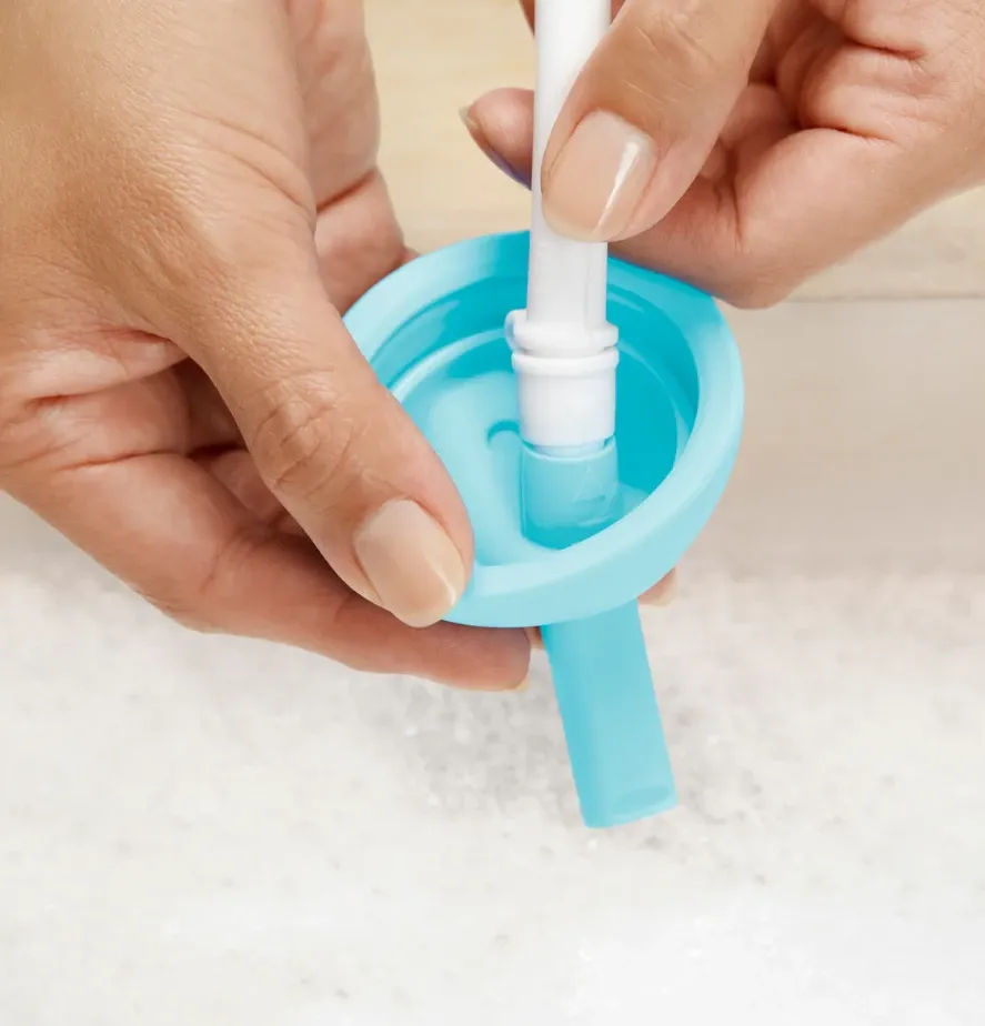 Shishe për fëmijë Muchkin Simple Clean Straw Cup e kaltër, 295 ml - 2