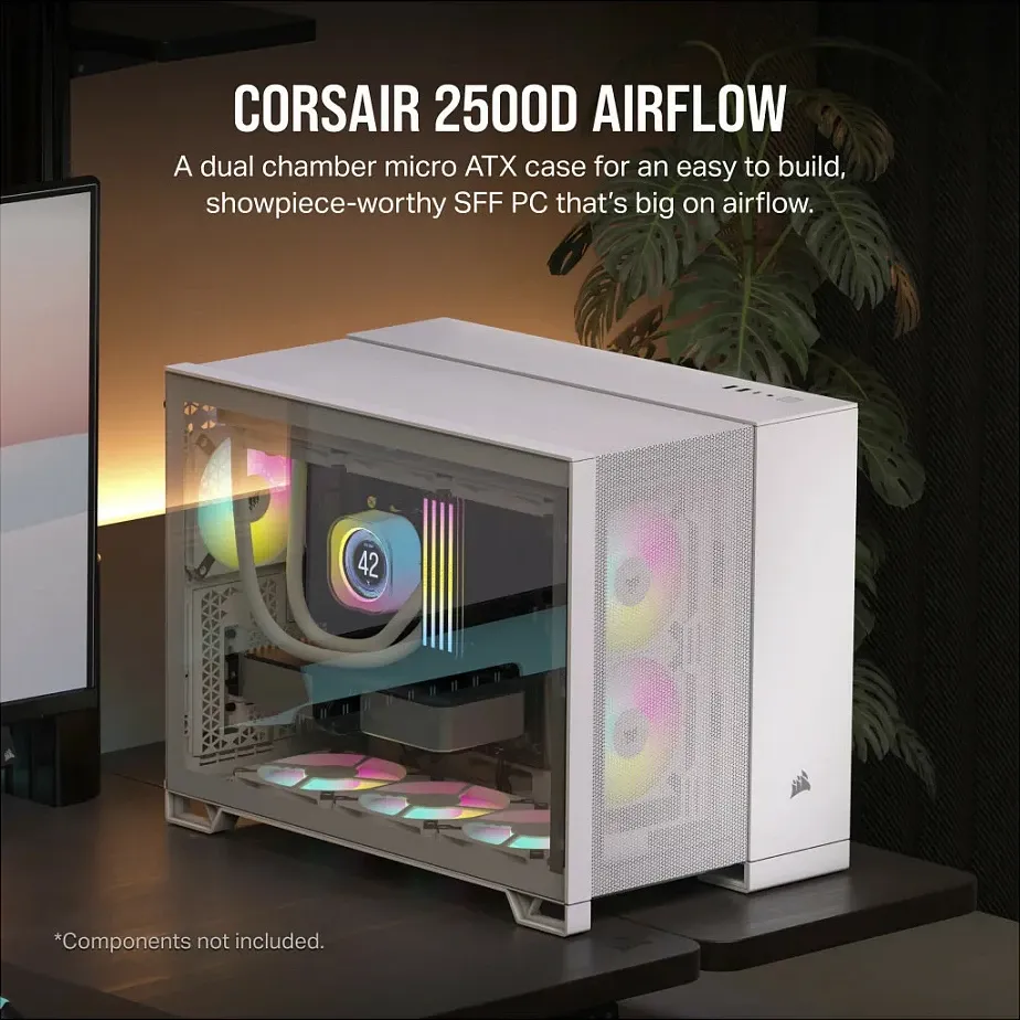 Kasë Corsair 2500D Airflow, Tempered Glass, e bardhë - 2