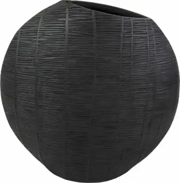 Vazo dekorative BASE BALL, polirezine, e zezë, 35.5x14x35.5cm