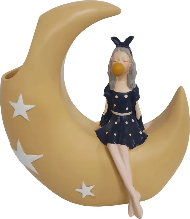Figurë dekorative Luna, polirezine, shumëngjyrëshe, 15x8x16cm - 1