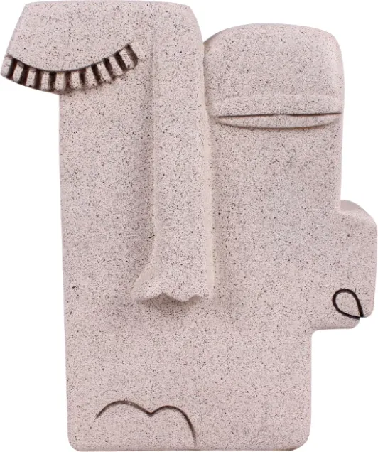 Dekor fytyrë abstrakte, polirezine, bezhë, 18x7x22cm - 1