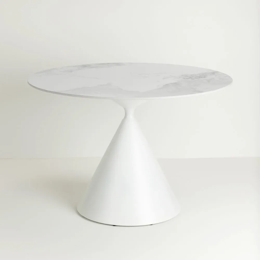 Tavolinë ATRIUM, ngjyrë e bardhë me model mermeri, 110x110x76cm - 1