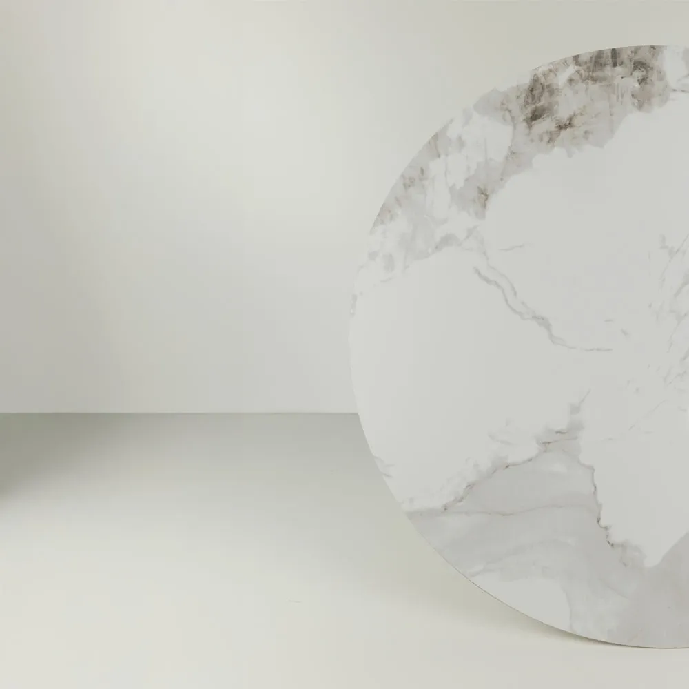 Tavolinë ATRIUM, ngjyrë e bardhë me model mermeri, 110x110x76cm - 6